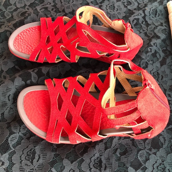 Red Leather Sandals - Casual - Picture 2 of 3